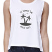 It's Summer Time Beach Party Womens White Crop Top