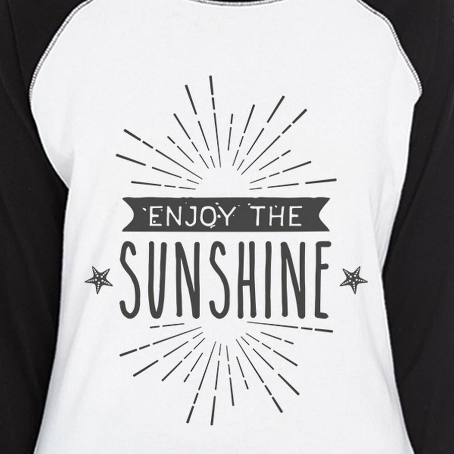 Enjoy The Sunshine Womens Black And White Baseball Shirt