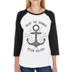 Enjoy The Summer Ocean Holiday Womens Black And White Baseball Shirt