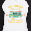 California Beaches Endless Summer Womens Black And White Baseball Shirt