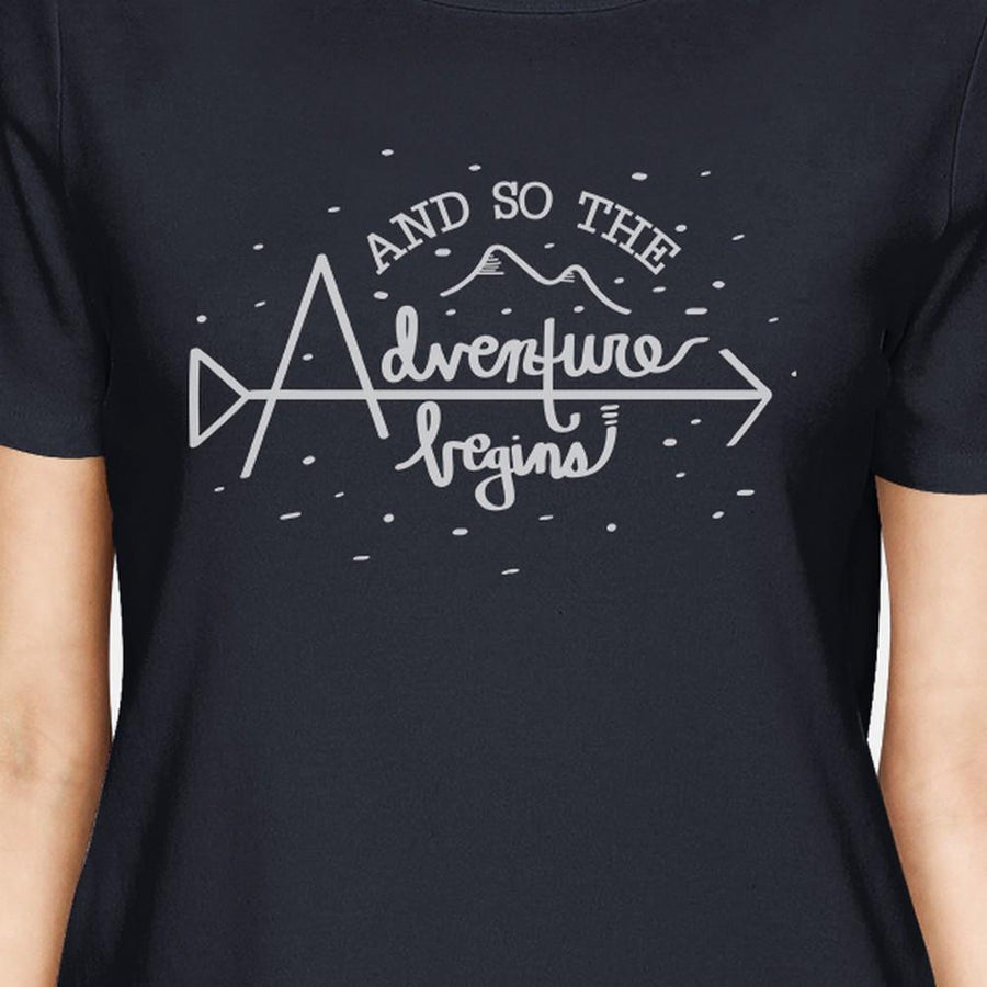 And So The Adventure Begins Womens Navy Shirt