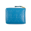 Leather Star Embossed Small Wallet - Blue