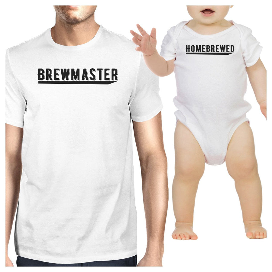 Brewmaster Homebrewed Dad and Baby Matching White Shirts