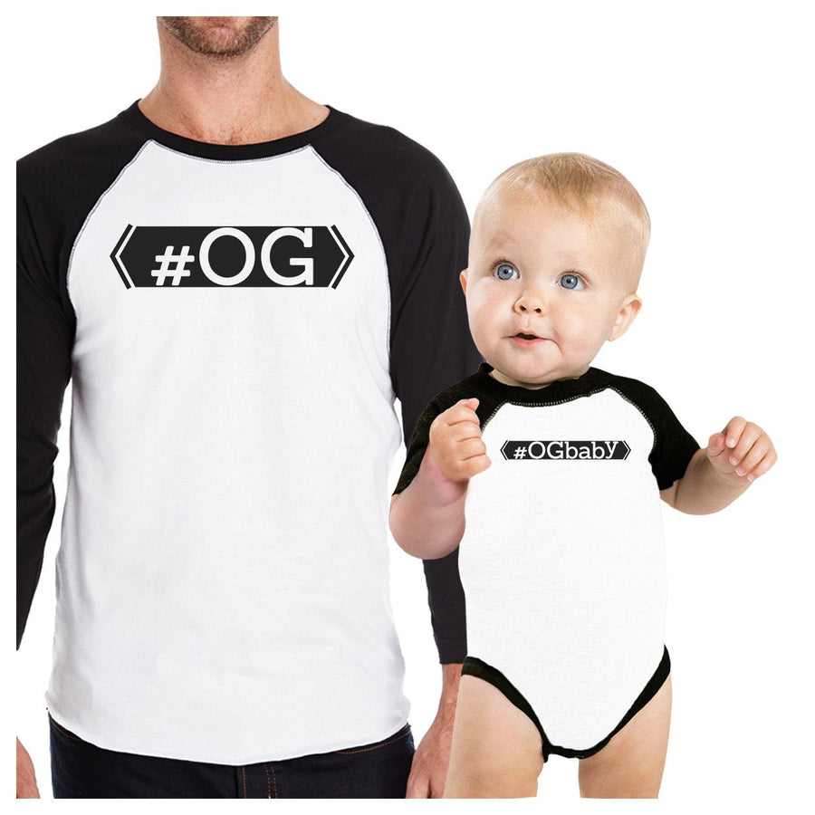 Hashtag Og Ogbaby Dad and Baby Matching Black And White Baseball Shirts