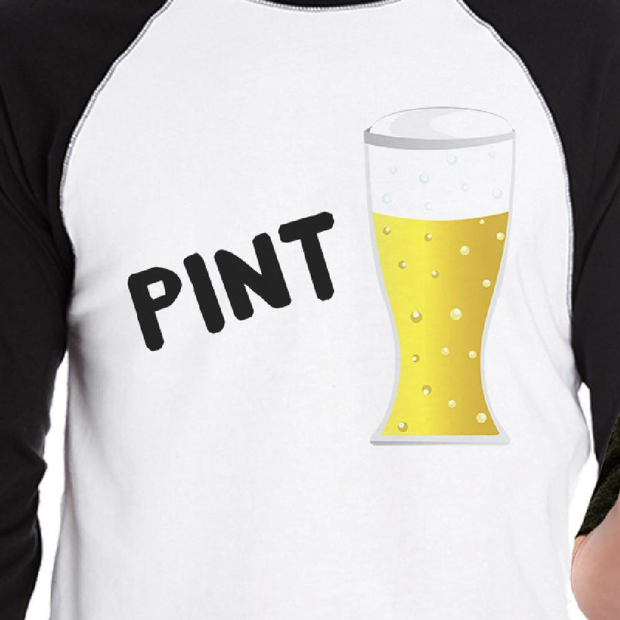 Pint Beer Half Pint Milk Dad and Baby Matching Black And White Baseball Shirts