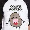 Couch Potato Tater Tot Dad and Baby Matching Black And White Baseball Shirts