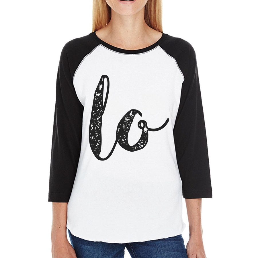 Love Heart Family-Mom Womens Black And White Baseball Shirt