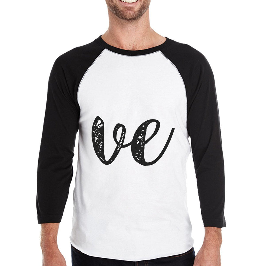 Love Heart Family-Dad Mens Black And White Baseball Shirt