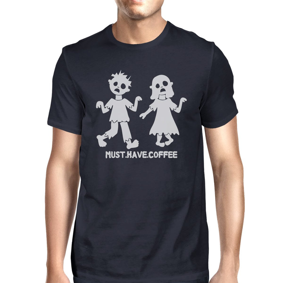 Must Have Coffee Zombies Mens Navy Shirt