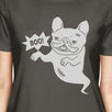 Boo French Bulldog Ghost Womens Dark Grey Shirt