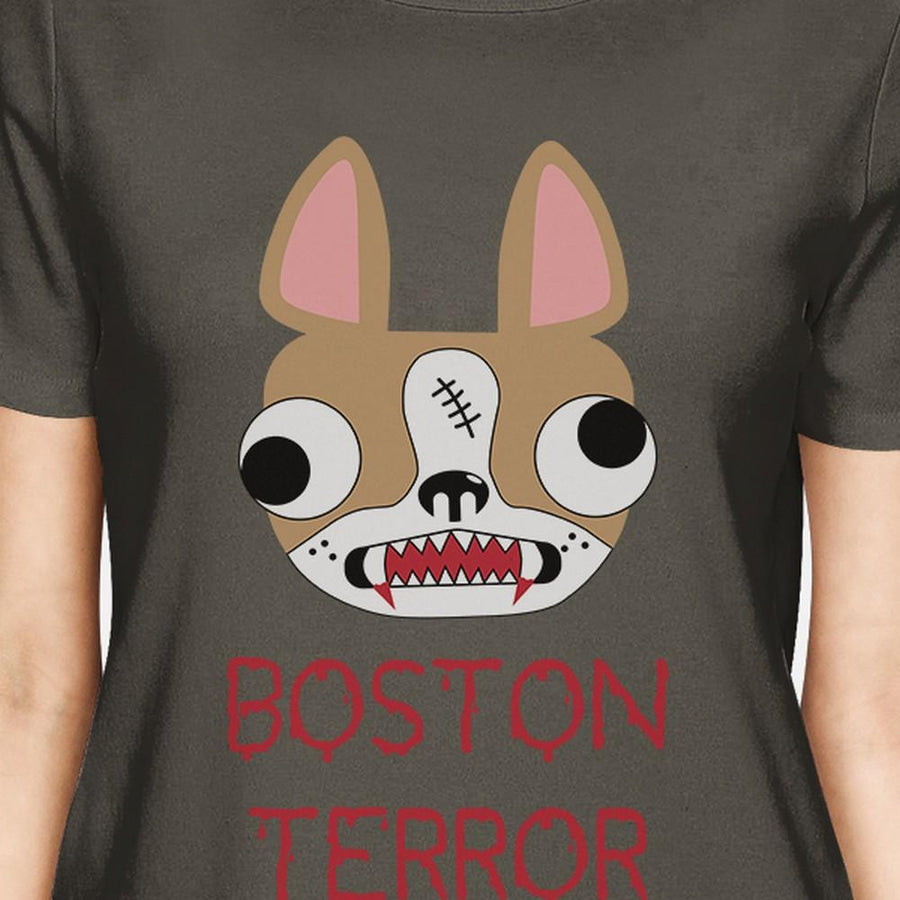 Boston Terror Terrier Womens Dark Grey Shirt