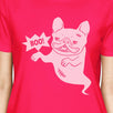 Boo French Bulldog Ghost Womens Hot Pink Shirt