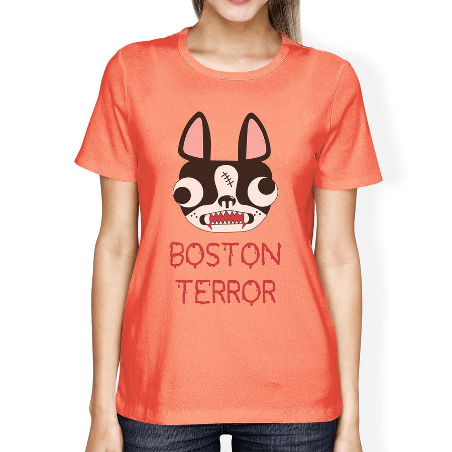 Boston Terror Terrier Womens Peach Shirt