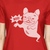 Boo French Bulldog Ghost Womens Red Shirt