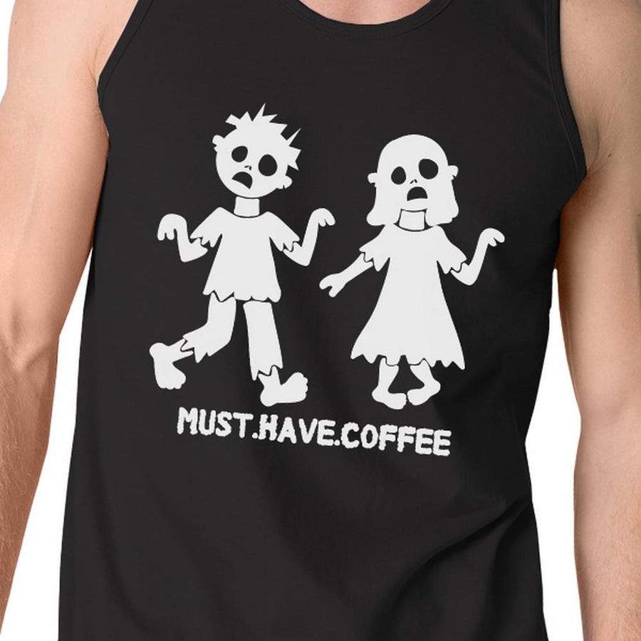 Must Have Coffee Zombies Mens Black Tank Top