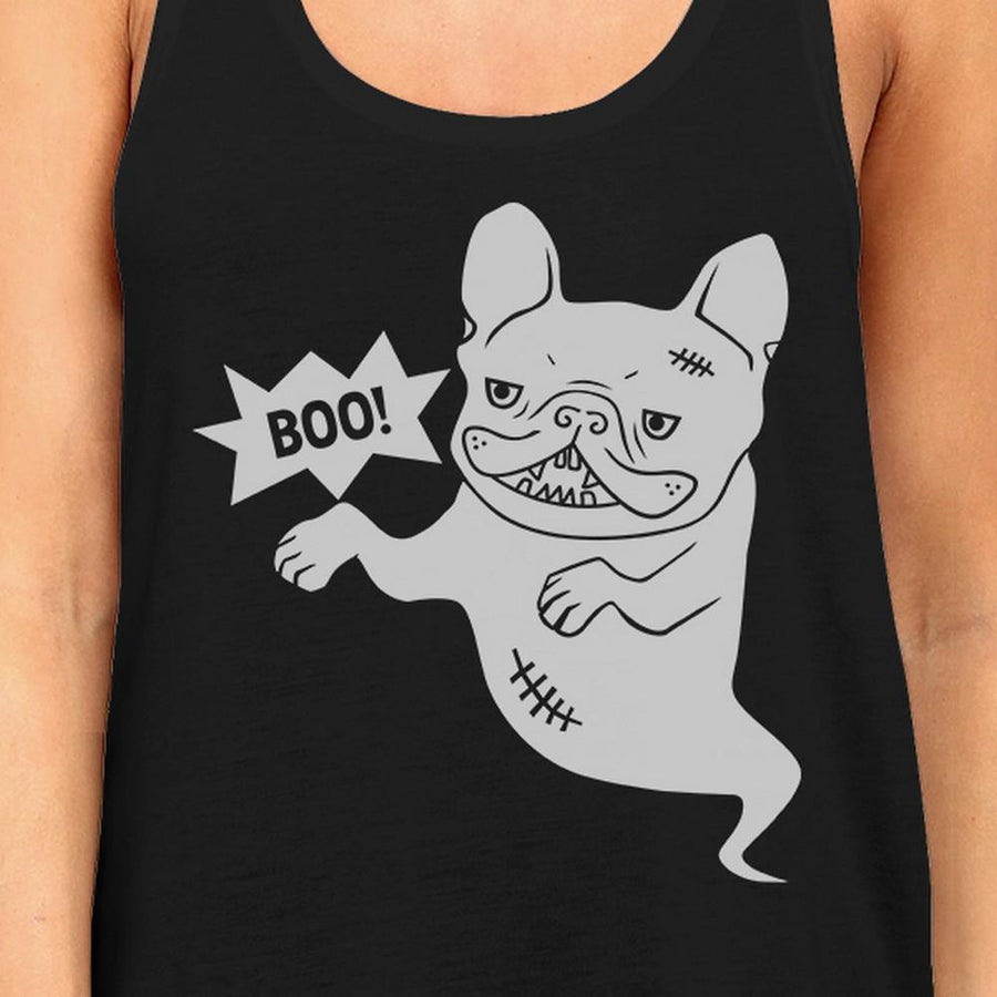 Boo French Bulldog Ghost Womens Black Tank Top