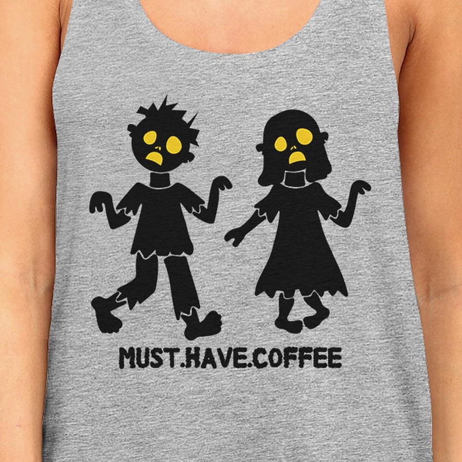 Must Have Coffee Zombies Womens Grey Tank Top