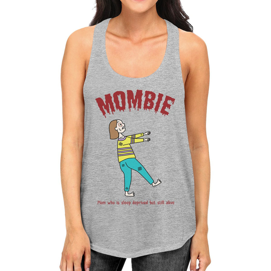 Mombie Sleep Deprived Still Alive Womens Grey Tank Top