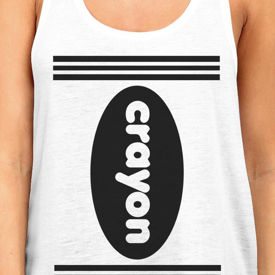 Crayon Womens White Tank Top