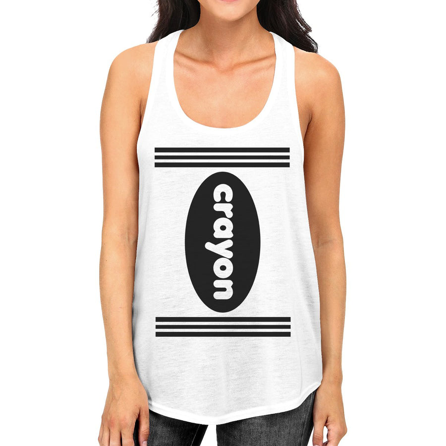 Crayon Womens White Tank Top