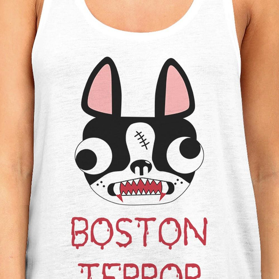 Boston Terror Terrier Womens White Tank Top