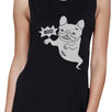 Boo French Bulldog Ghost Womens Black Muscle Top