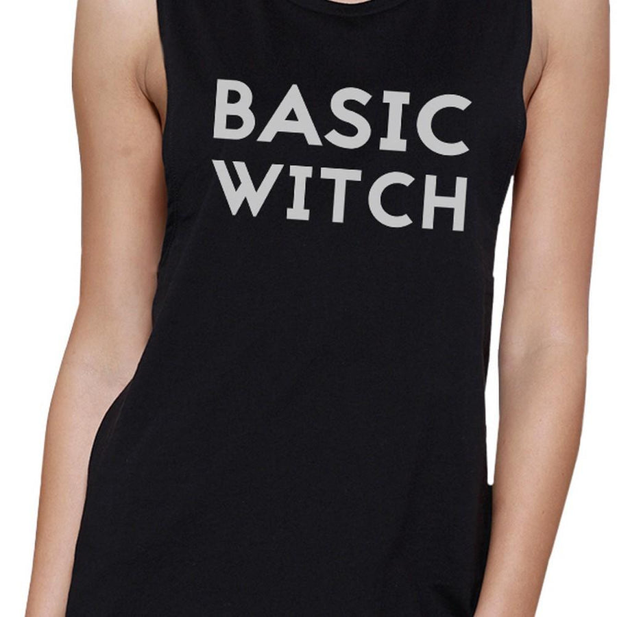 Basic Witch Womens Black Muscle Top