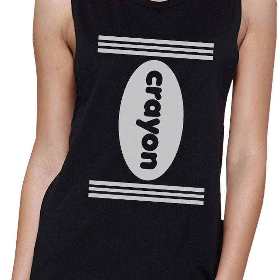 Crayon Womens Black Muscle Top