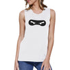 Ninja Eyes Womens White Muscle Top