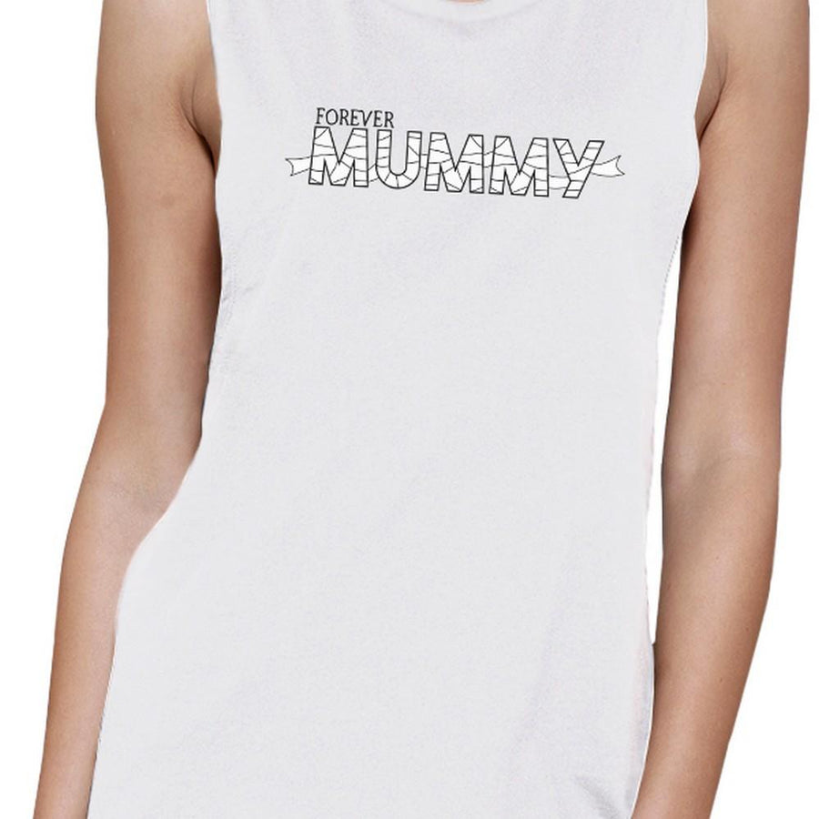 Forever Mummy Womens White Muscle Top