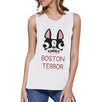 Boston Terror Terrier Womens White Muscle Top