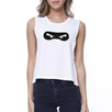 Ninja Eyes Womens White Crop Top