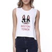 Boston Terror Terrier Womens White Crop Top