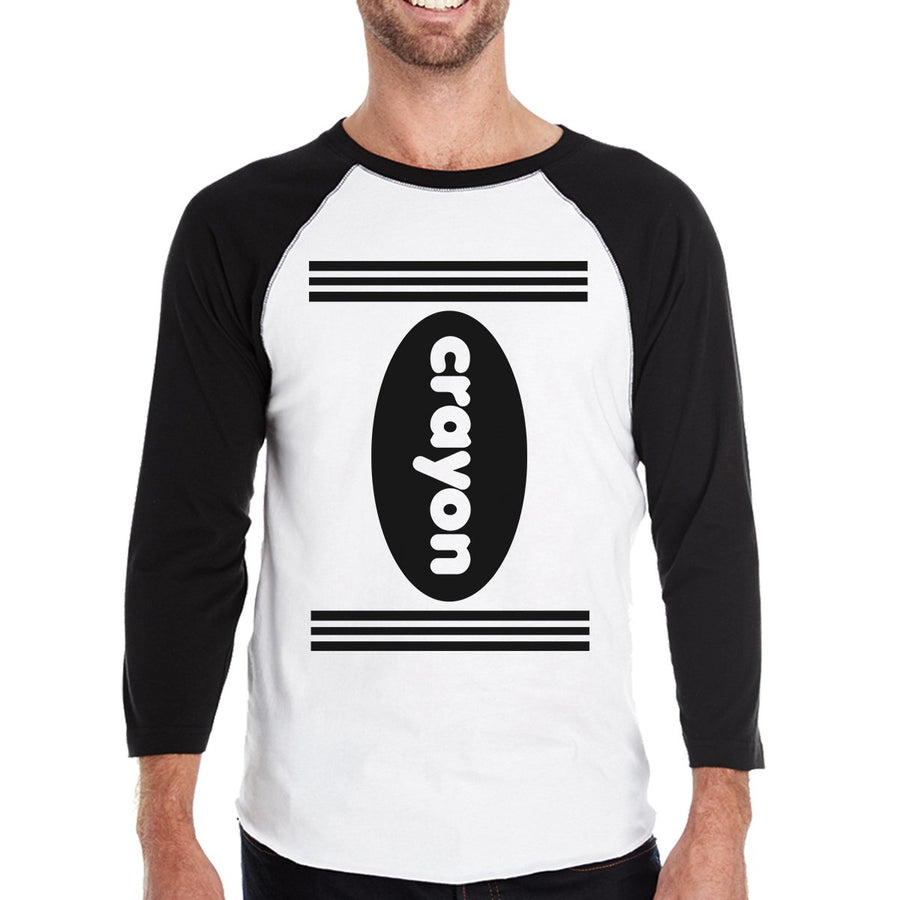 Crayon Mens Black And White BaseBall Shirt