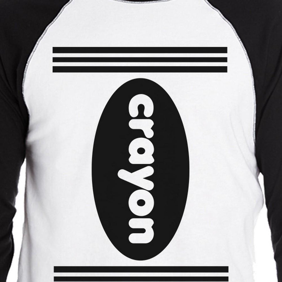 Crayon Mens Black And White BaseBall Shirt