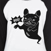 Boo French Bulldog Ghost Womens Black And White BaseBall Shirt