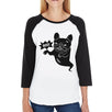 Boo French Bulldog Ghost Womens Black And White BaseBall Shirt