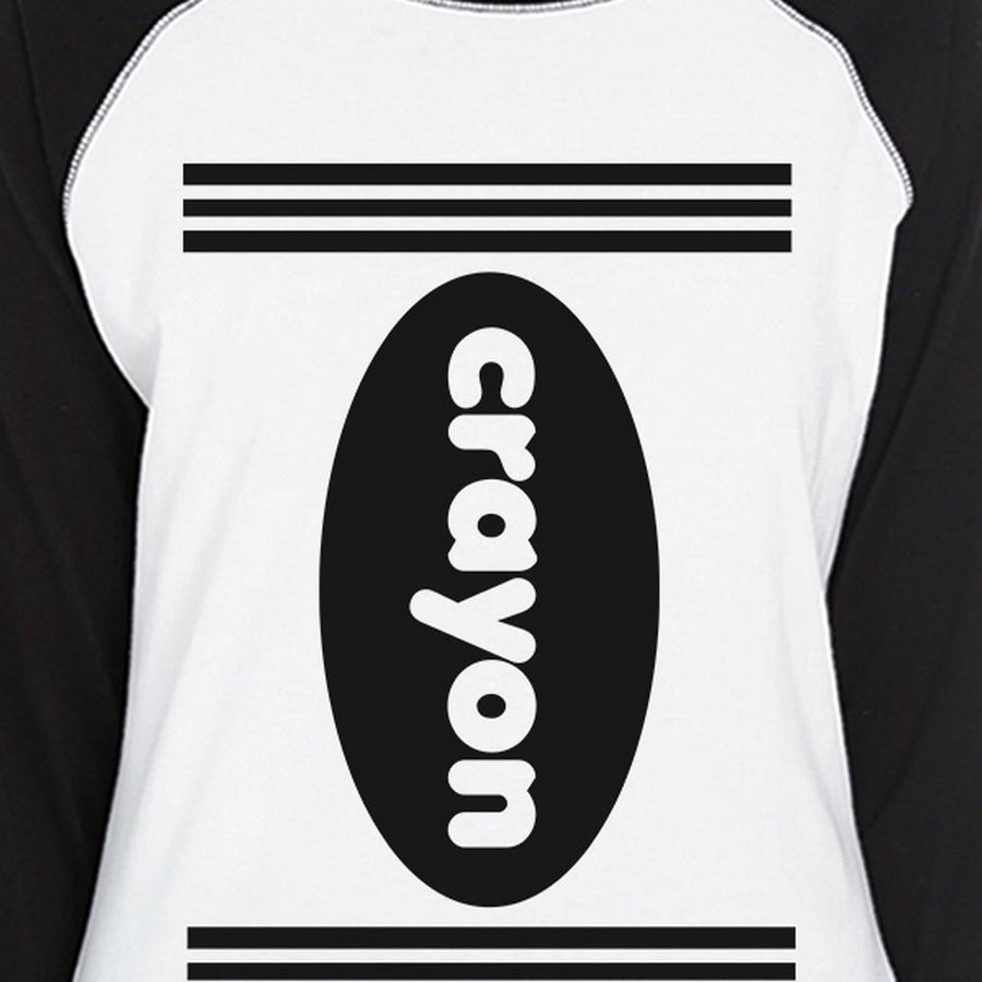 Crayon Womens Black And White BaseBall Shirt