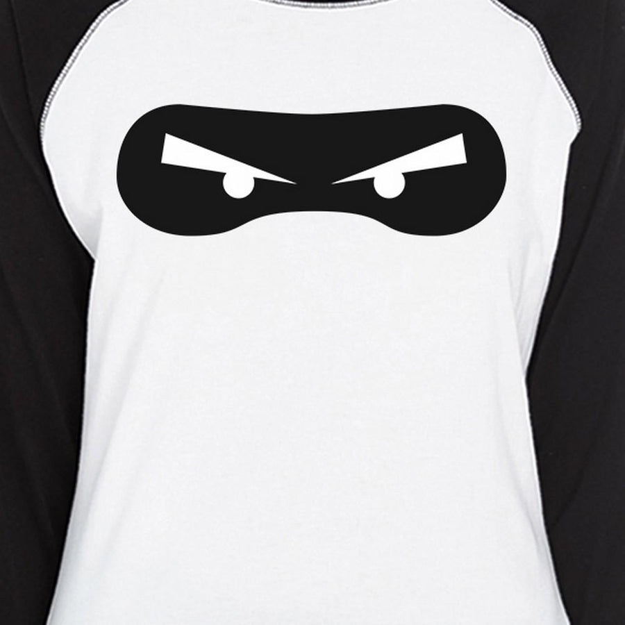 Ninja Eyes Womens Black And White BaseBall Shirt