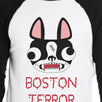 Boston Terror Terrier Mens Black And White BaseBall Shirt