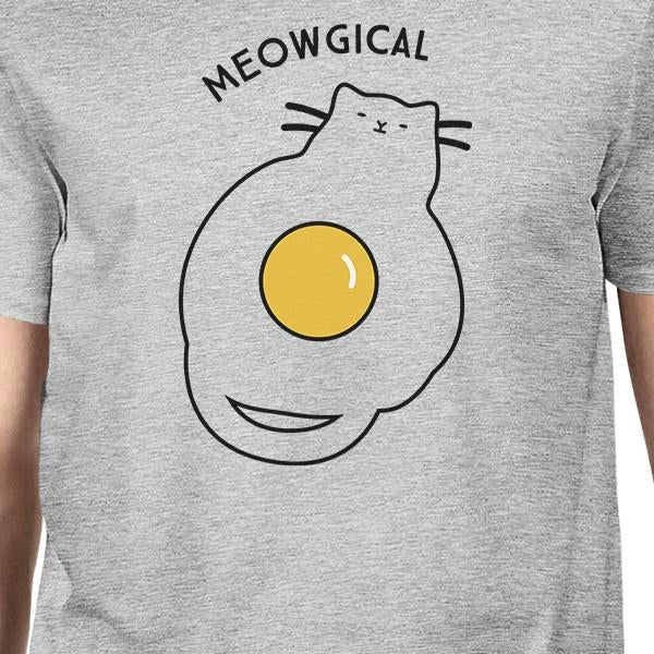 Meowgical Cat And Fried Egg Mens Grey Shirt