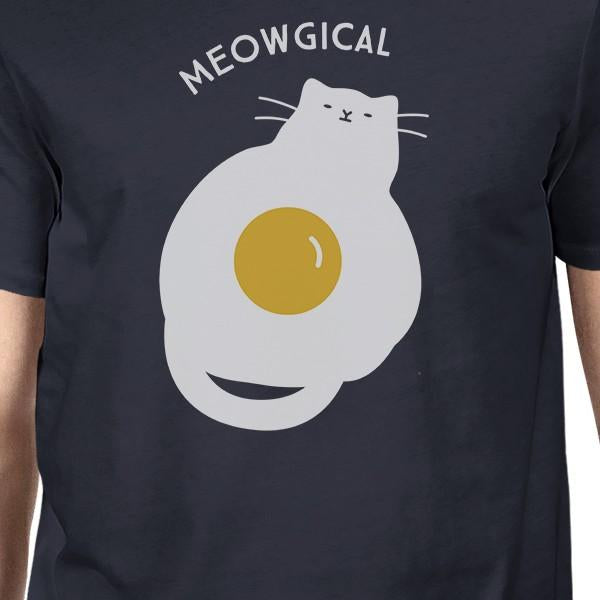 Meowgical Cat And Fried Egg Mens Navy Shirt