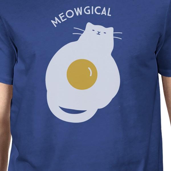 Meowgical Cat And Fried Egg Mens Royal Blue Shirt