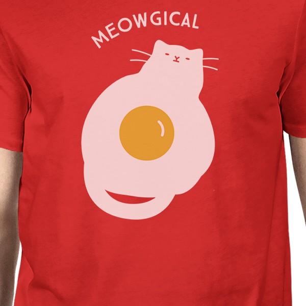 Meowgical Cat And Fried Egg Mens Red Shirt