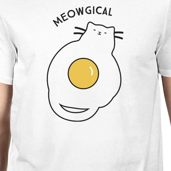 Meowgical Cat And Fried Egg Mens White Shirt