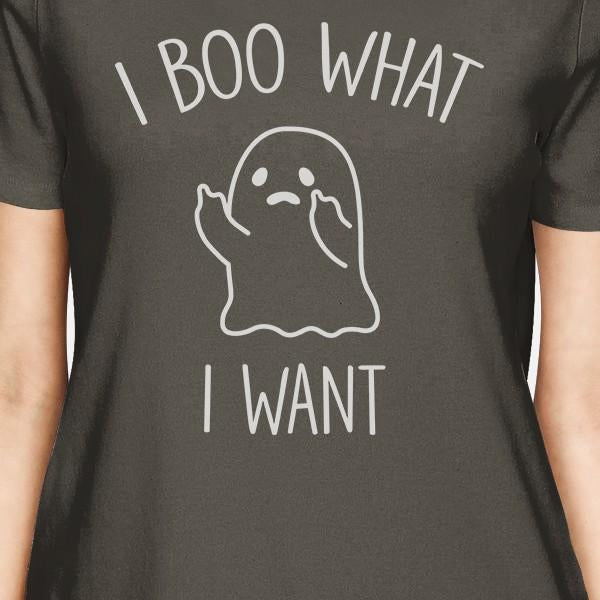 I Boo What I Want Ghost Womens Dark Grey Shirt