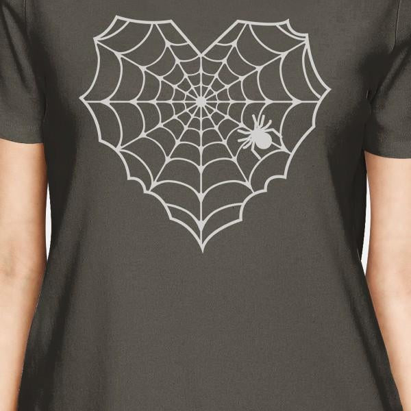 Heart Spider Web Womens Dark Grey Shirt