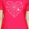 Heart Spider Web Womens Hot Pink Shirt