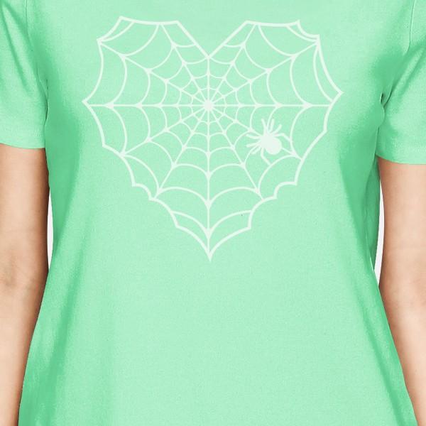 Heart Spider Web Womens Mint Shirt