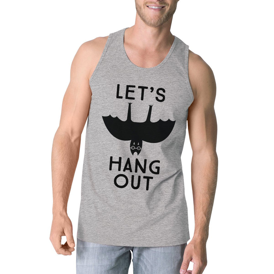 Let's Hang Out Bat Mens Grey Tank Top